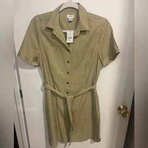 J Crew khaki Button Down Tie Dress